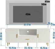 White Fluted TV Entertainment Console SixtyFive Inch
