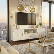 White Fluted TV Entertainment Console SixtyFive Inch
