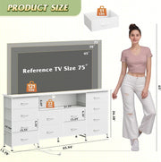 White TV Stand Dresser With Integrated LEDs 65 To 75 Inch TV