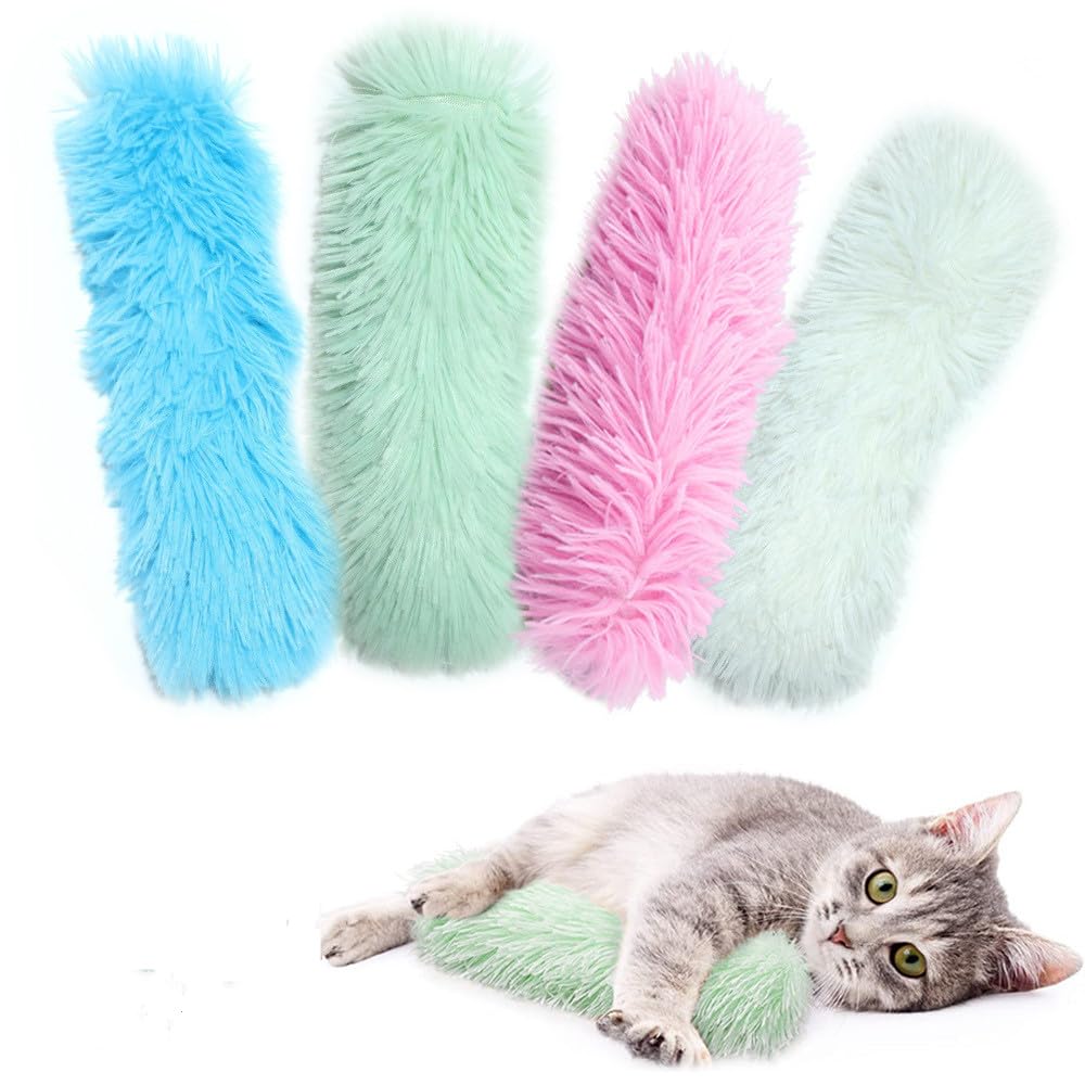 YVPSI Cat Toys Cat Pillows 4 Pack Interactive Cat Kicker Toys Catnip Plush Toys Catnip Toys Cat Teething Toys for Indoor Cats Kitten4color